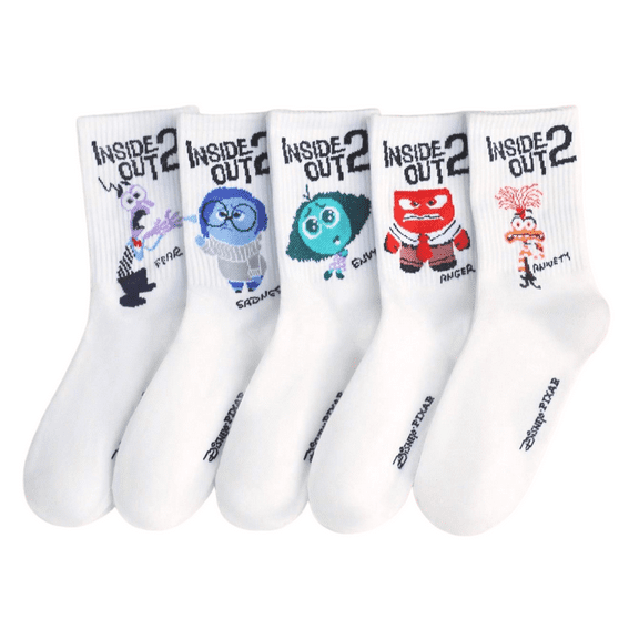 ZHZIYAG 5 Pairs Inside Out Kids Athletic Crew Socks - Soft, Warm & Comfortable Cartoon Socks for Boys & Girls - Non-Slip Everyday Socks for School, Sports & Play WW728#1345