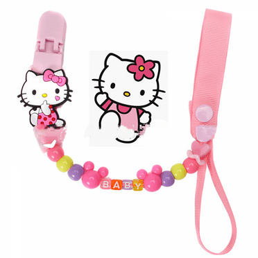 WANNGWEE Hello Kitty Cartoon Baby Pacifier Clip - Silicone Teether Pacifier Holder with Anti-Drop Chain, Cute & Safe Pacifier Leash WW728#1738