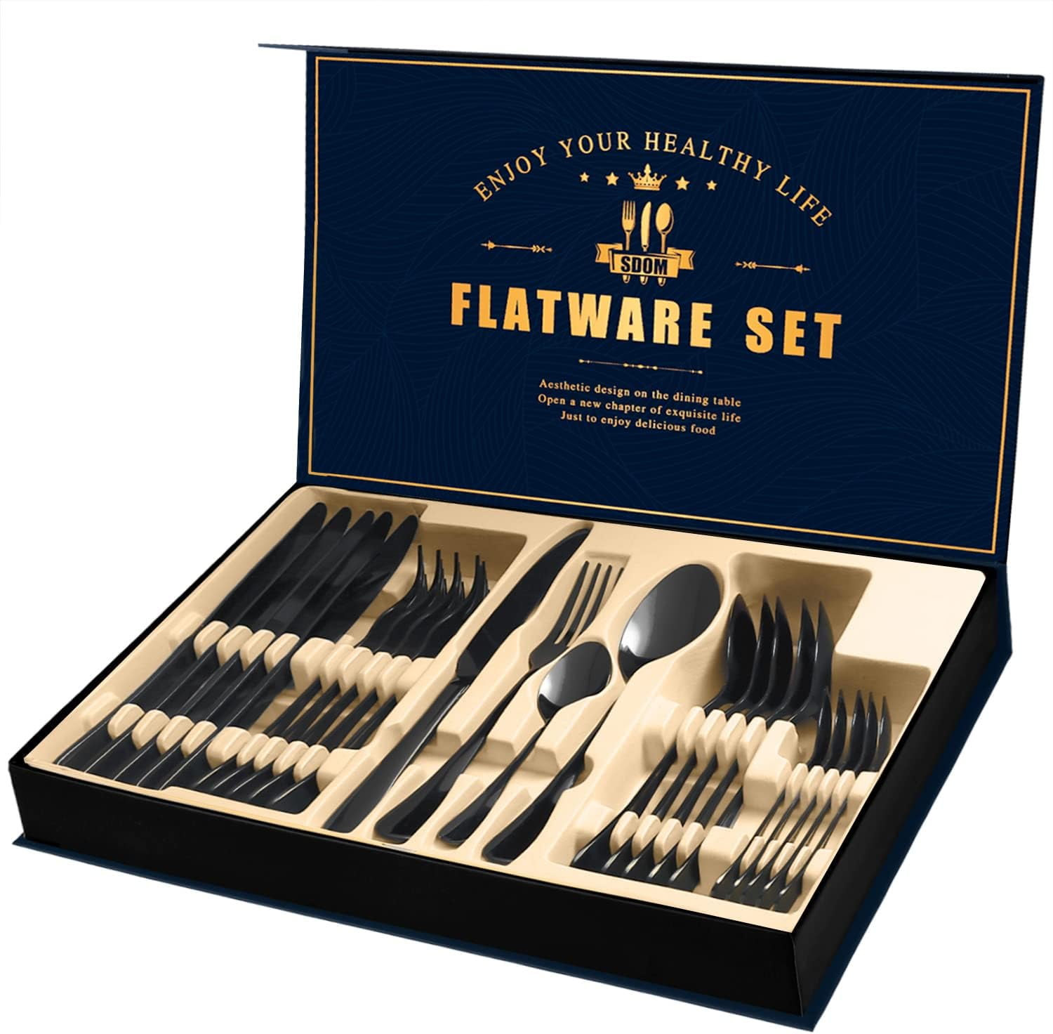 WANOSS Silverware Set, Avalon 24 Piece Flatware Set Service 