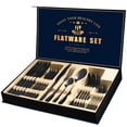 thumbnail image 1 of WANOSS Black Silverware Set with Gift Box, Mirror Finish 24-Piece Stainless Steel Flatware Set, Kitchen Utensil Set Service for 6, Tableware Cutlery Set for Home Party Restaurant (Black), 1 of 11