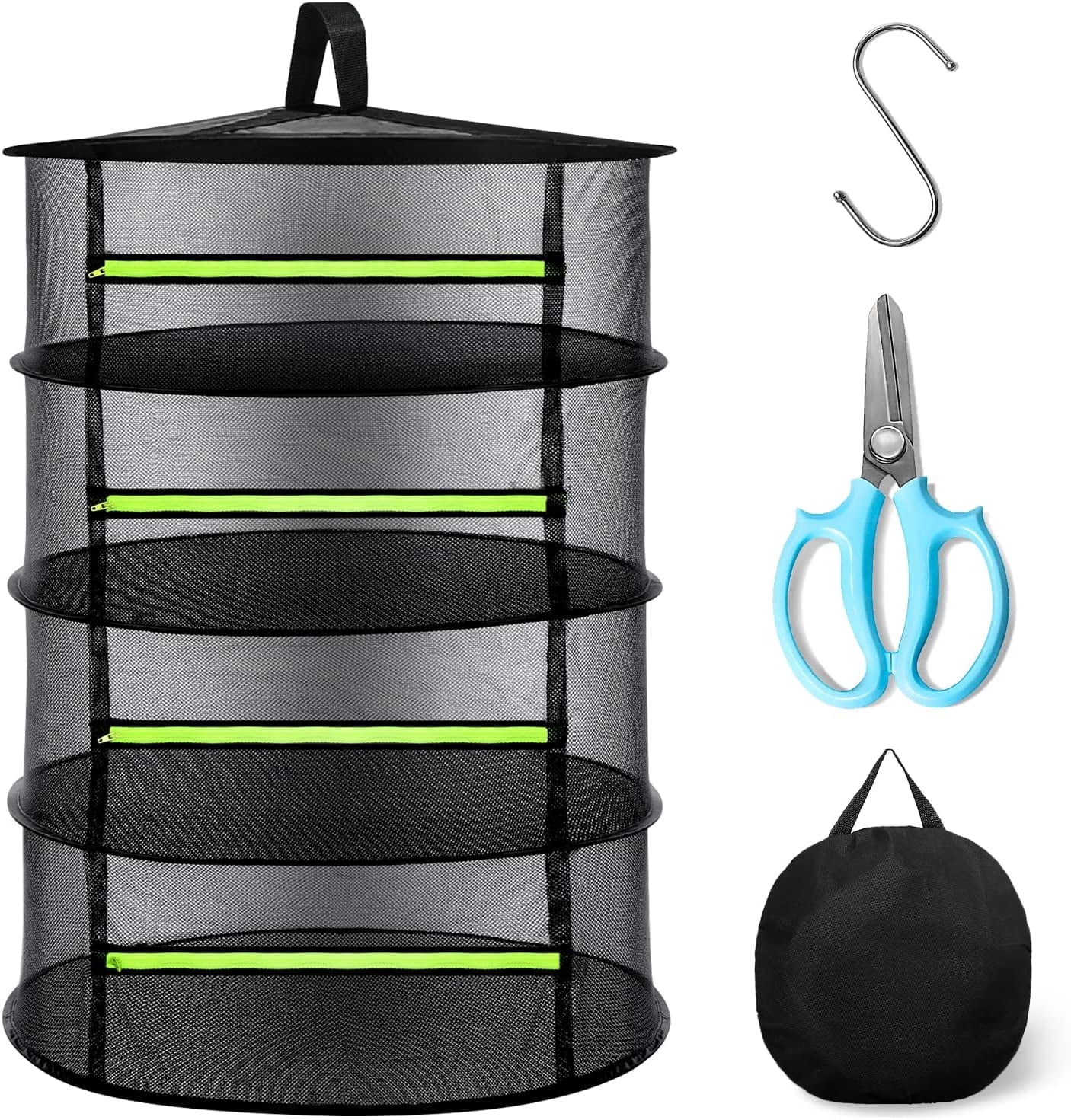 WANOSS 4-Layer Drying Rack with Zipper & Scissor, Black - Walmart.com