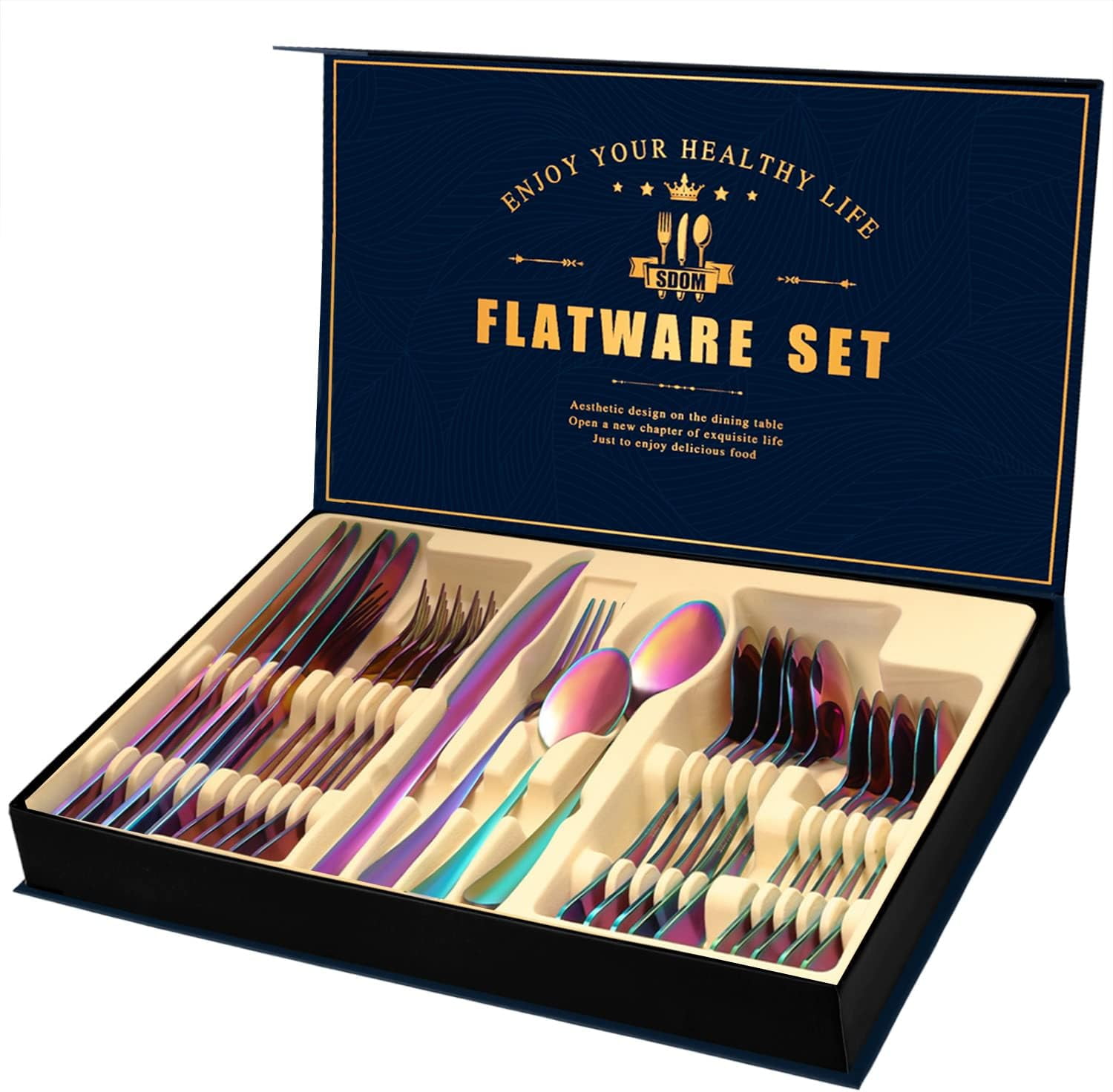 WANOSS Silverware Set, Avalon 24 Piece Flatware Set Service 