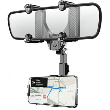 WANOSS Rear View Mirror Phone Holder, Car Phone Holder 360° Rotatable/Retractable/Anti-Shake Stabilizer Car Rear Mirror Bracket, Car Rearview Mirror Bracket for Smartphone Mount,Samsung galaxy