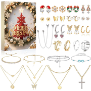 WANPENG 2026 Jewelry Christmas Advent Calendar, 24 Day Jewelry Christmas Countdown Advent Calendar Set, Holiday Surprise Collectible Jewelry Gift for Women Girls