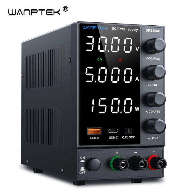 Power Lectronic WANPTEK DC Power Supply, 30V 5A Adjustable High-Precision 4-Digit LED ...