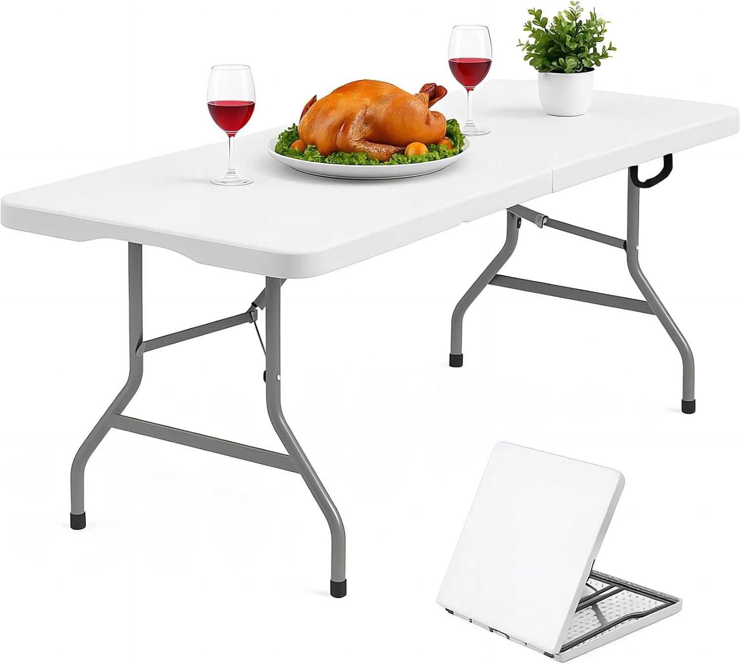 Hasiman 6ft Heavy Duty Portable Folding Table – Easy Carry Design