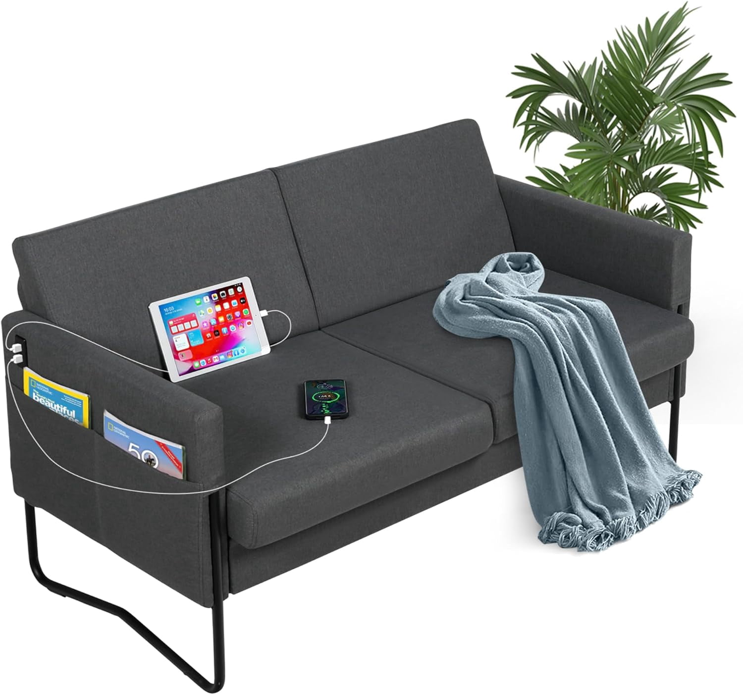 WANSHUN 51\u201d Small Loveseat Sofa for Small Spaces, Comfy Grey Couch ...
