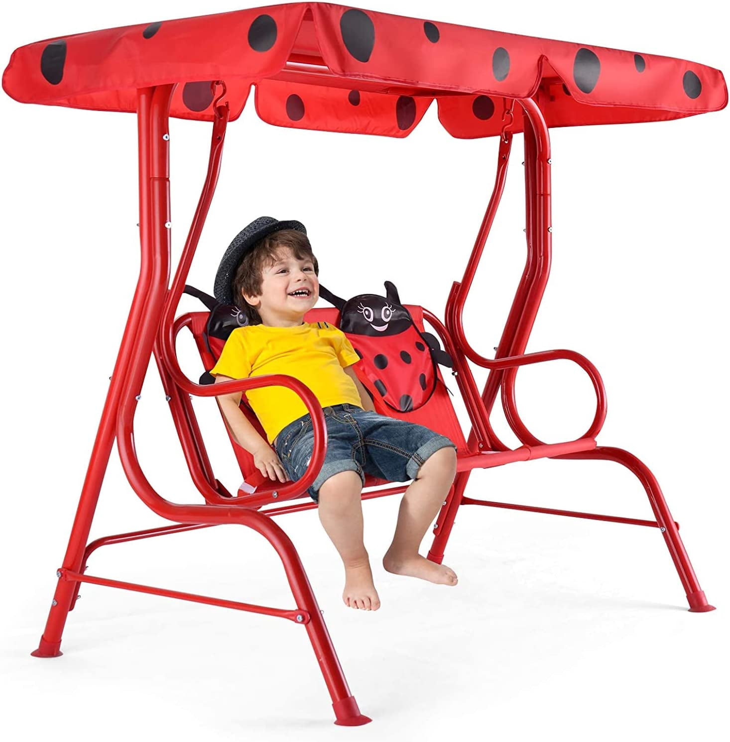 WANSHUN Kids Patio Swing, 2-Seater Outdoor Porch Swing Lounge Chair ...