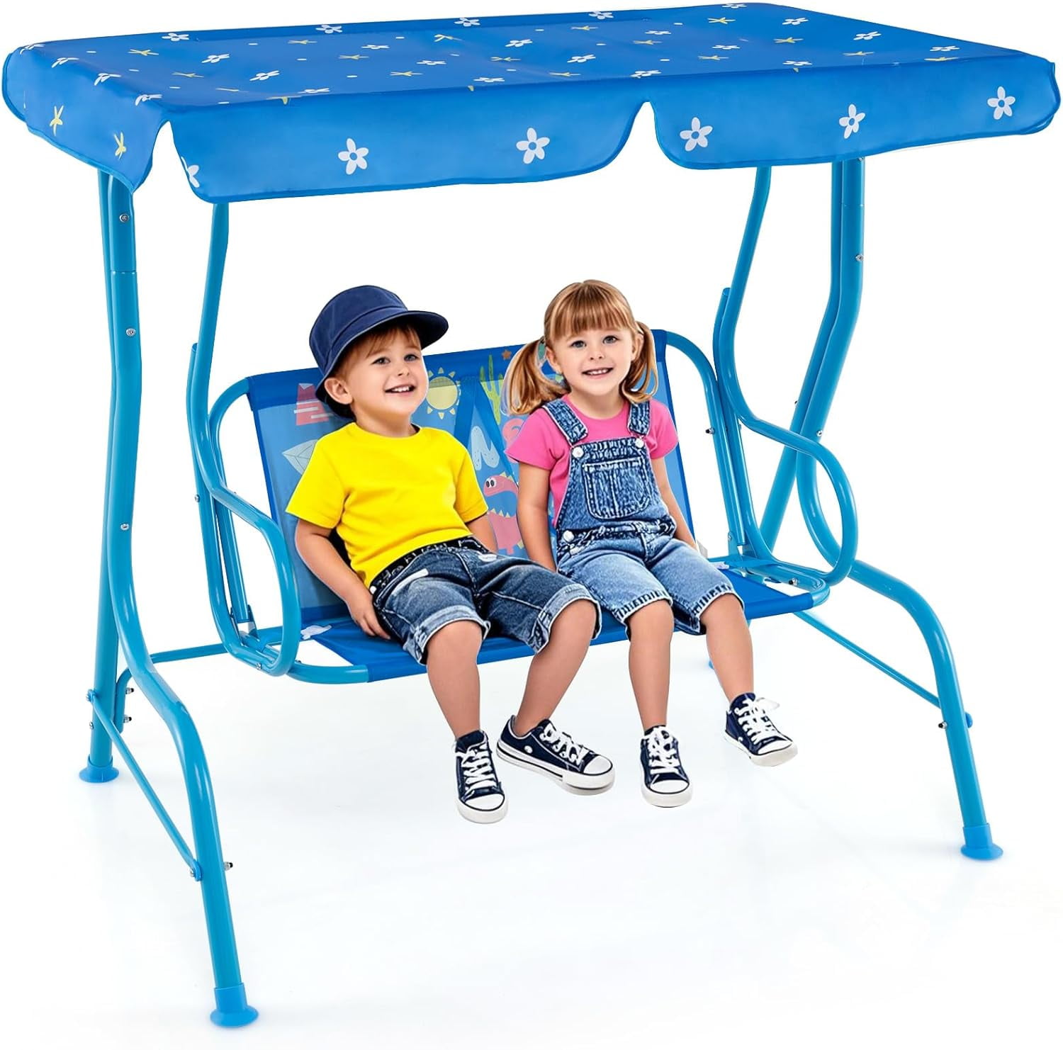 WANSHUN Kids Patio Swing, 2-Seater Outdoor Porch Swing Lounge Chair ...