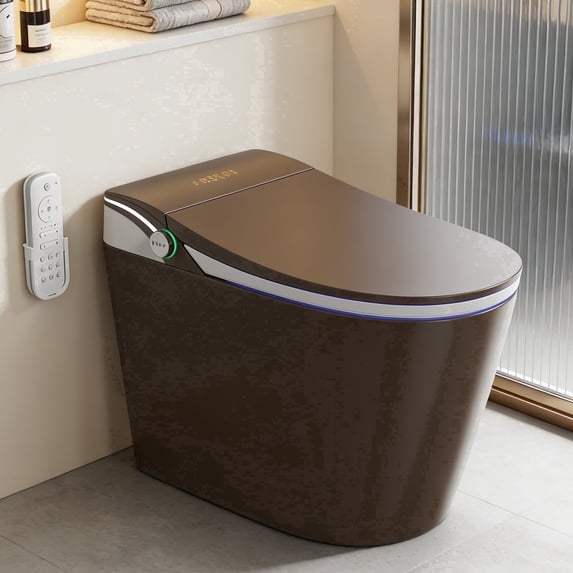 WANSID Smart Toilet with Tankless Bidet Wash,UV Sterilization,Child Mode and Fragrance Function,Auto Open /Soft Closing Lid,1.28 Gallons Dual Flush,Heat Seat,Warm Wash/Dryer