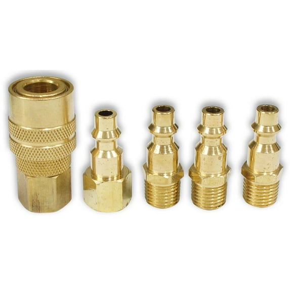 WANSON 5 Piece Quick Brass Coupler Set | 1/4" (0.6 cm) NPT Variants & Universal Adapters | Ideal for Air-Operated Equipment | Leak-Proof