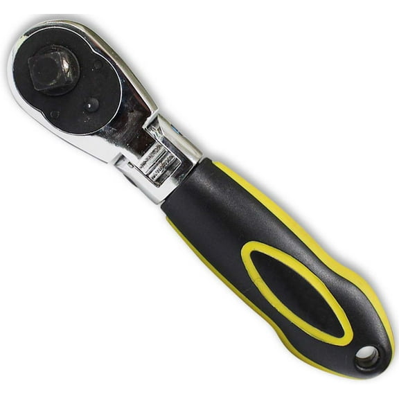 WANSON Dual-Headed Flexible Ratchet | 1/4" (0.6 cm) & 3/8" (0.95 cm) Sizes | 72-Teeth Design | Chrome Vanadium Build | Rubberized Comfort Grip Handle