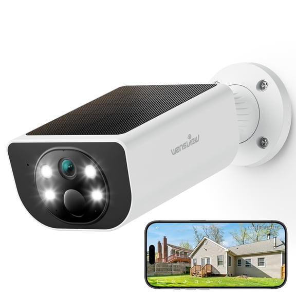WANSVIEW 2K Security Camera Outdoor, IP65 Solar Camera Outdoor Wireless, Wireless Cameras for Home Security with Color Night Vision, Two-Way Audio, PIR Alert, 2.4G WiFi Only