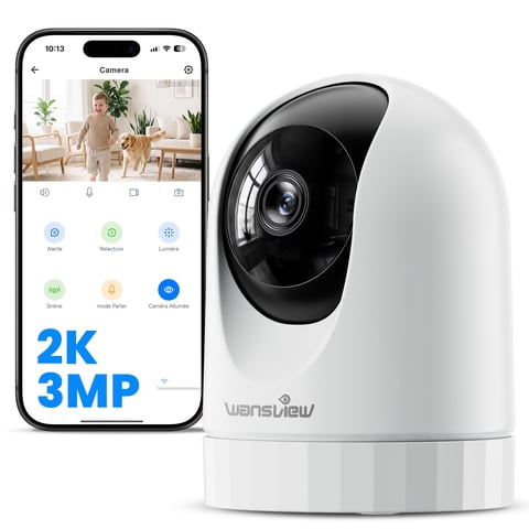 WANSVIEW 2K Indoor Camera, 360Cameras for Home Security, Security Camera for Baby monitor/Pet camera with Auto Tracking & 24/7 Recording, 2.4G WiFi Only