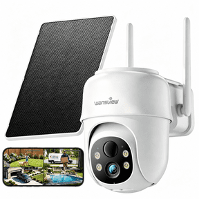 WANSVIEW 2K Outdoor Camera Wireless, 360View Solar Security Cameras Wireless Outdoor, IP65 Security Cameras Wireless Wifi with Color Night Vision, Two Way-Audio