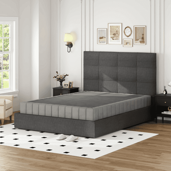 WANTAI King Size 9-inch Box Spring,Black Heavy-Duty Metal Structure, Thickened Soft Cloth Cover, Easy To Assemble