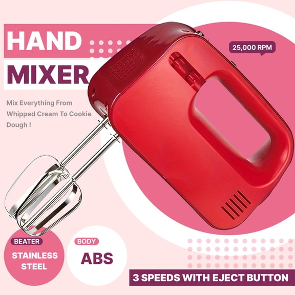 WANVOAPLS High Power Stainless Steel Handheld Egg Beater - Electric Kitchen Mixer with ABS Body, 25,000 RPM Motor Speed, US Plug, No Battery Required, Ideal for Blending, Whisking, Beating & Stirring