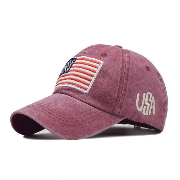 WANYNG Adult Classic American Flag Washed Old Letter American Sunshade Baseball M P Mens Hat Plain Snap Back Baseball Cap