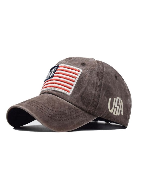 Adult Classic American Flag Washed Old Letter American Sunshade Baseball M P Mens Hat Plain Snap Back Baseball Cap