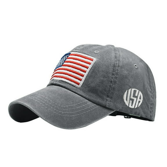WANYNG Adult Classic American Flag Washed Old Letter American Sunshade Baseball M P Mens Hat Plain Snap Back Baseball Cap