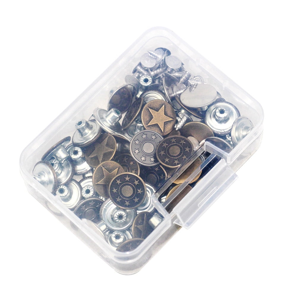 WANYNG Buttons 50 Sets 17mm Jeans Buttons Metal Tack Buttons