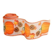 WANYNG Fall Autumn Wired Edge Ribbon Thanksgiving Wired Ribbon Pumpkin Maple Leaf Truck Wired Ribbon Wrapping Crafts Ribbon for Autumn Decorations