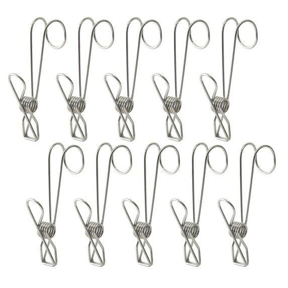 WANYNG Hooks Wire Clothespins Laundry Chip Clips 10 Pack Bulk Clothes Pins with Heavy Duty Durable Clamp Metal Clothes Multi.