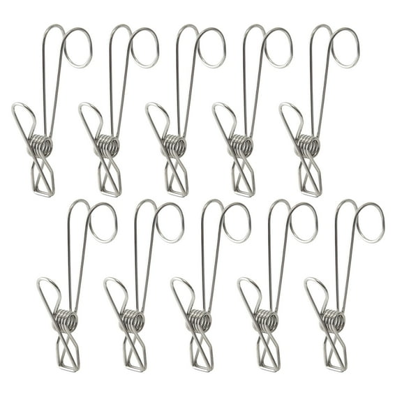 WANYNG Hooks Wire Clothespins Laundry Chip Clips 10 Pack Bulk Clothes Pins with Heavy Duty Durable Clamp Metal Clothes Multi.