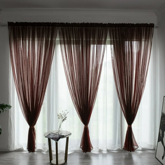 WANYNG Leaves Sheer Curtain Tulle Window Treatment Voile Drape Valance 1 Panel Fabric 48 Inch Curtains Length