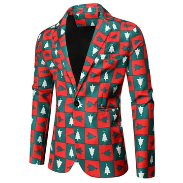 8QIDA Men's Fashion Casual Christmas Printed Suit Vest Pants Suit Set ...