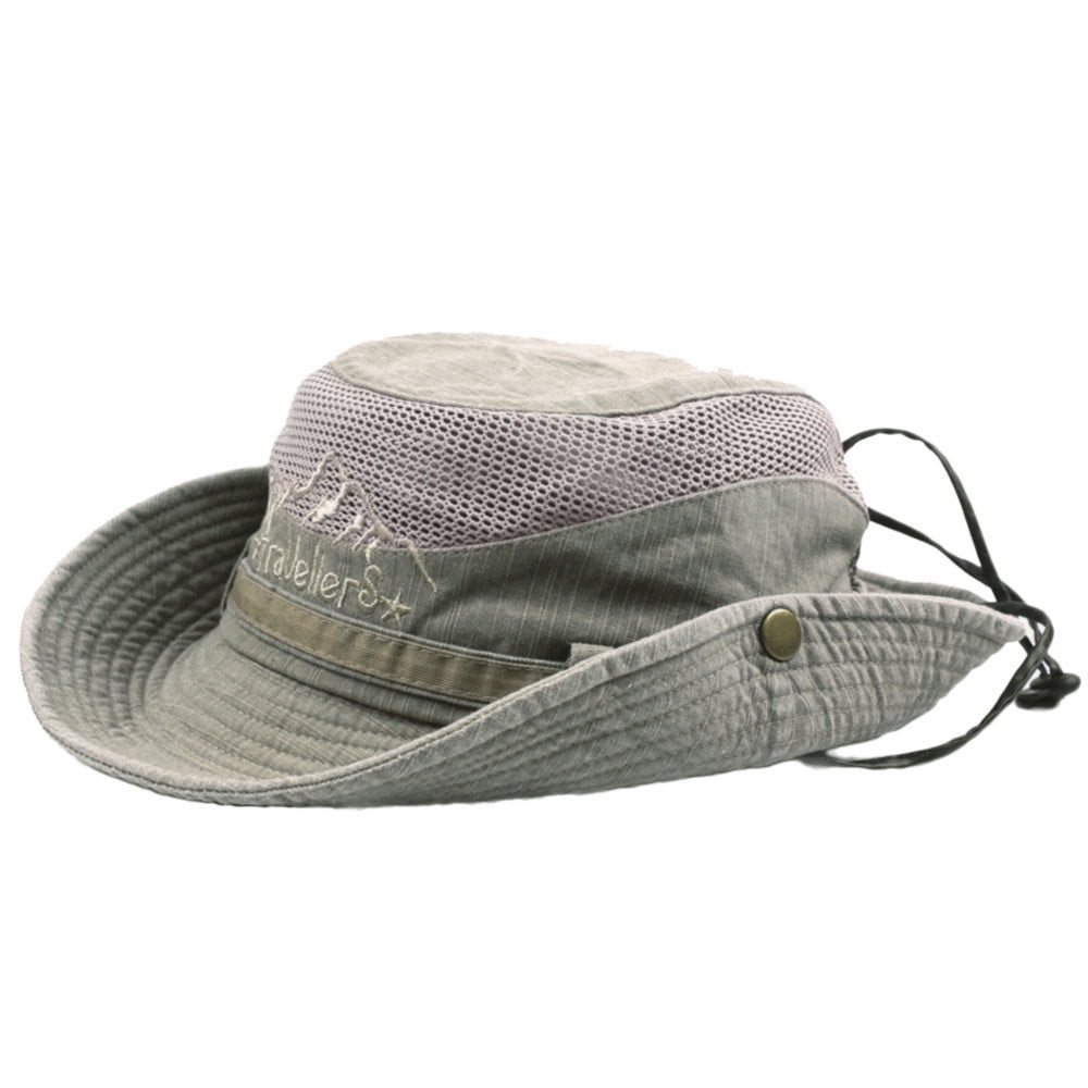 WANYNG Mens Cotton Embroidery Visor Mesh Bucket Hats Fisherman Hat Outdoor  Climbing Cab Sunhat Men Mens Floppy Hat
