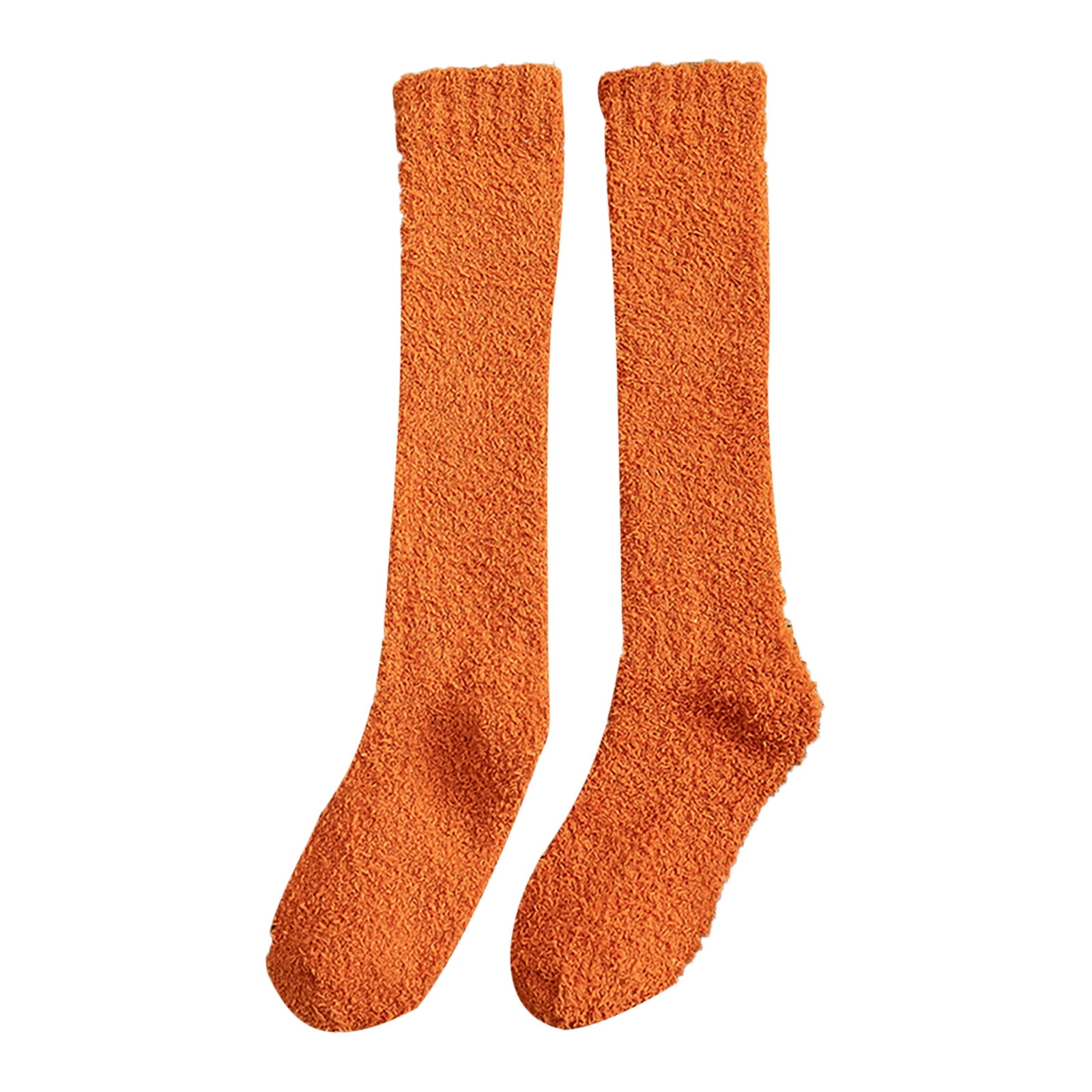 WANYNG Socks Women Fuzzy Socks Winter Coral Socks Middle Cute Home Solid  Calf Socks Orange 