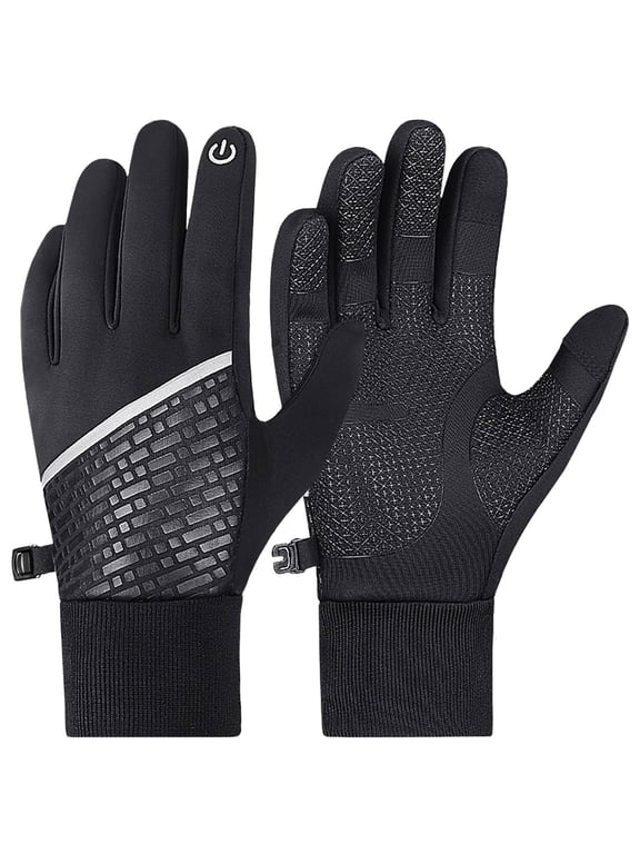 Winter Running Gloves Screen Lightweight Thermal Warm Mittens Waterproof Cold Weather Thin Glove Black Outdoor Men Women for Work Outdoor Sports Cycling Bike Motorcy