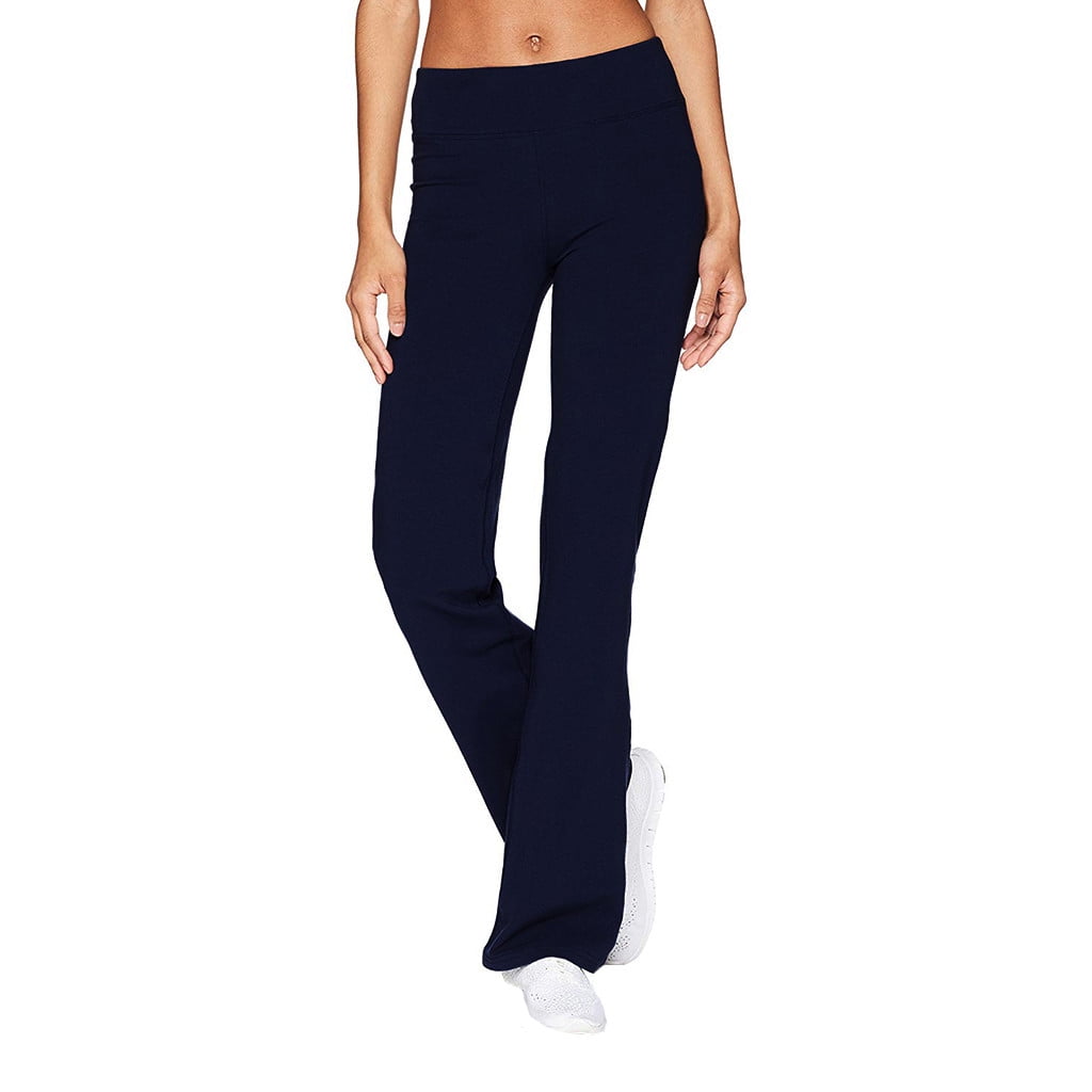 WANYNG Yoga Pants Loose Slim Yoga Casual Women's Pants Pants Sports Wide  Hips Solid Leg Color Pants Navy Blue 
