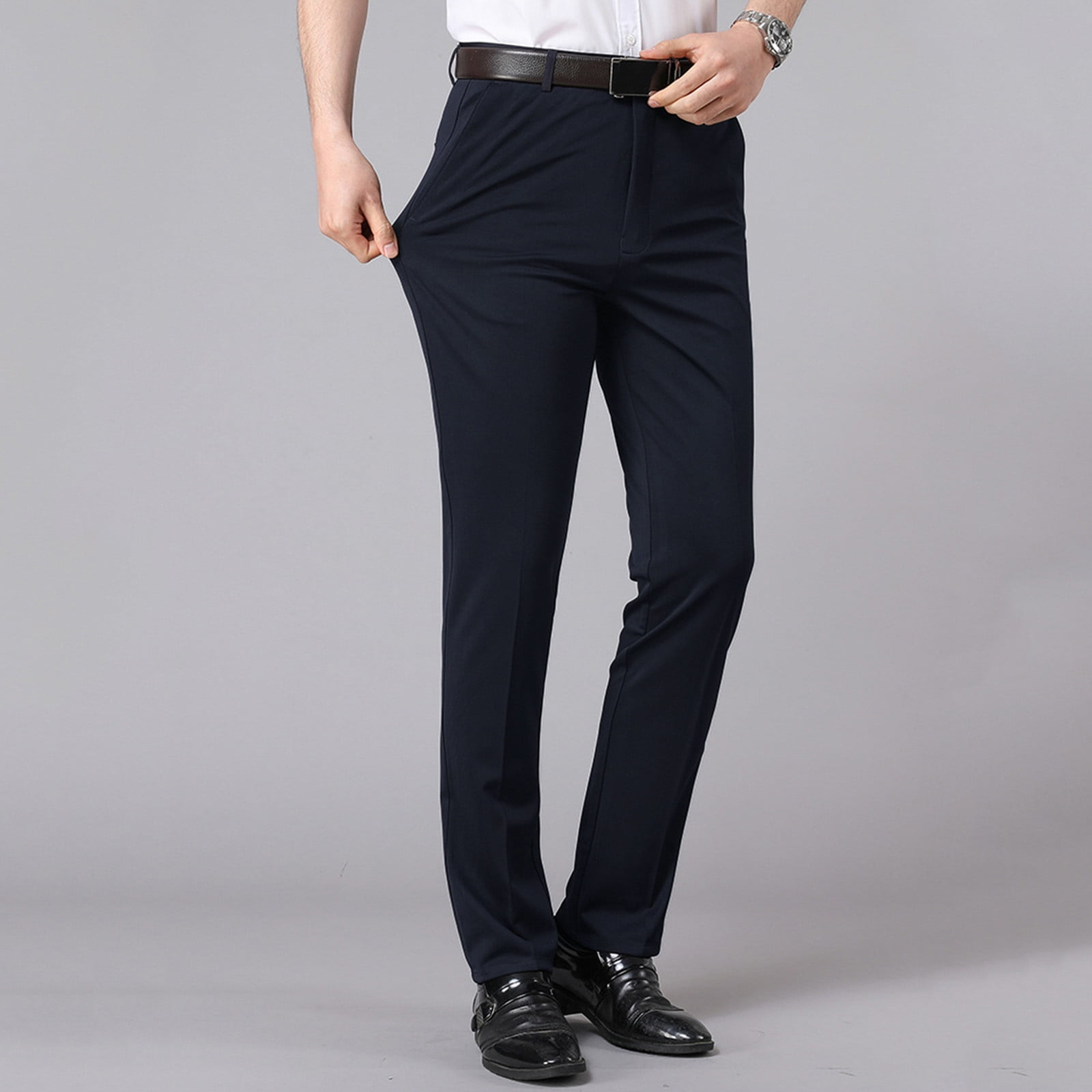 WANYNG pants for men Male Casual Solid Slim Suit Pants Zipper Fly ...