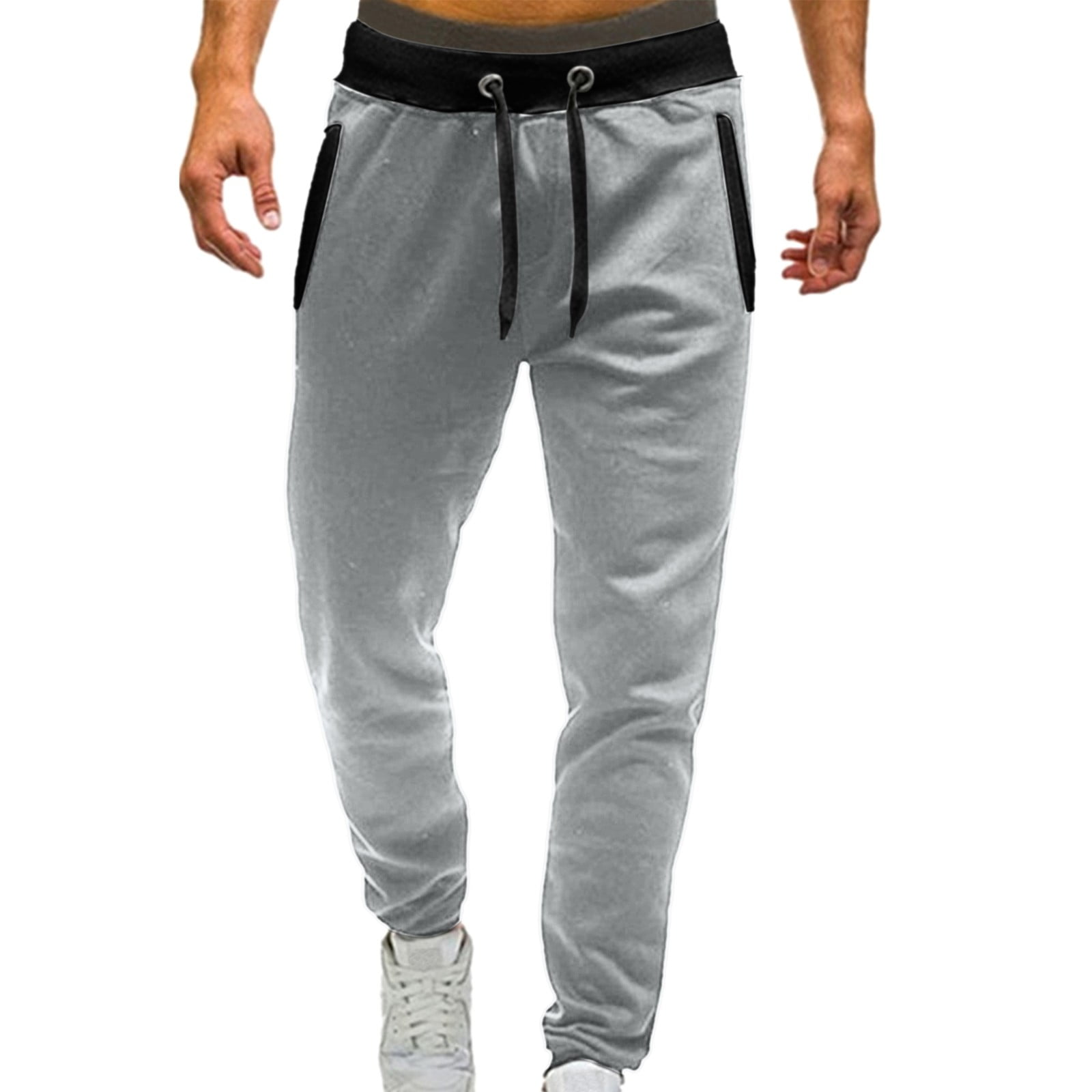 WANYNG pants for men Mid Waisted Solid Pants Casual Jogging Sports ...
