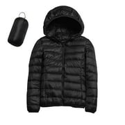 WANYNG winter coats for women Warm Waterproof Lightweight Jacket Hooded Windproof Coat With Recycled Insulation Slim Short Hooded Down Coat Outerwear womens fall fashion 2022 Black L