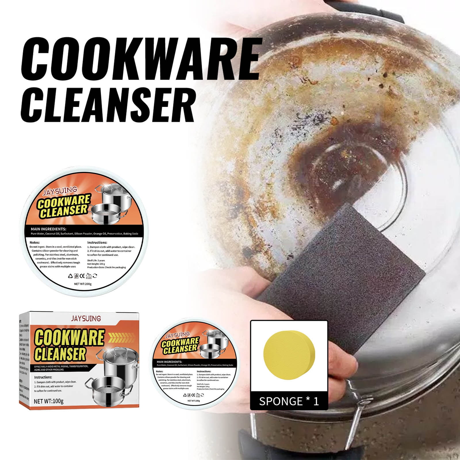 WANYR cleaner,Cookware Cleanser Kitchen Pots And Pans Powerful
