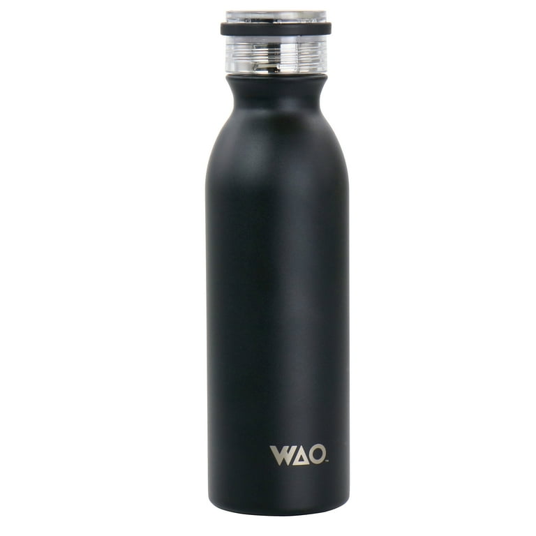 WAO 20 Ounce Stainless Steel Insulated Thermal Bottle with Lid in Matte  Black