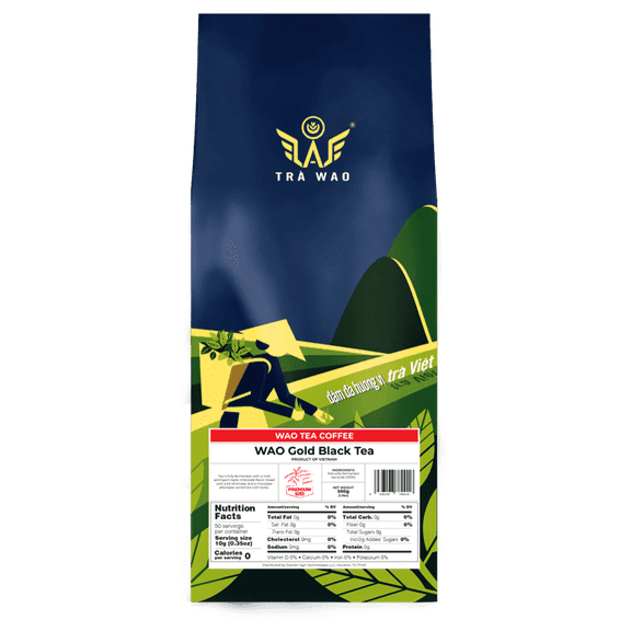 WAO Tea Coffee Gold Black Tea, Loose Leaf, Full-Body Cocoa, Smoky Woody, 1.1 lb