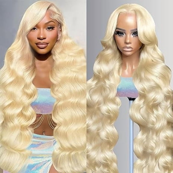 Glamm Global 13x6 Lace Front Wig Human Hair 200 Density 30 Inch Body Wave 613 Blonde Wig Human Hair 13x6 200 Density HD Lace Front Wigs Human Hair Blonde Pre Plucked for Women