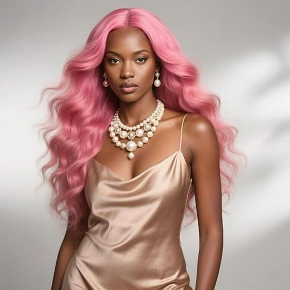 WAQI 26 Inch Pink Lace Front Wig Human Hair 13x6 Body Wave Lace Front Wigs Human Hair Pre Plucked Colored Blue Wigs For Women With Baby Hair