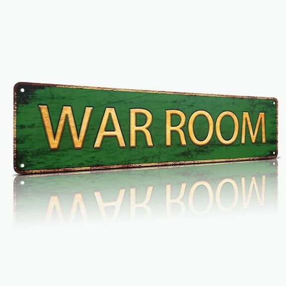 WAR ROOM Metal Sign Vintage Wall Decor for bar, Game Room, Garage, Gym Tactical Motivation Plaque 4x16 Inches, Easy to Hang