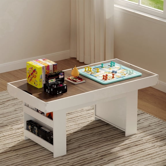 WARAYZ 2-in-1 Activity Table, Game and Dining Table with Reversible Top, Hidden Storage Drawer, White