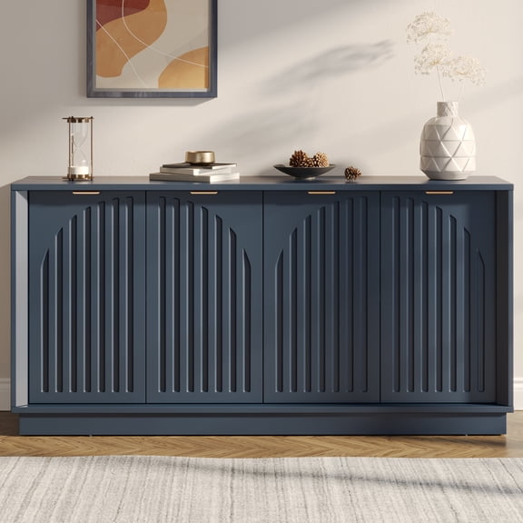 WARAYZ Arched Sideboard with 45° Beveled Design, Adjustable Shelves, Easy Assembly & Maintenance, Blue