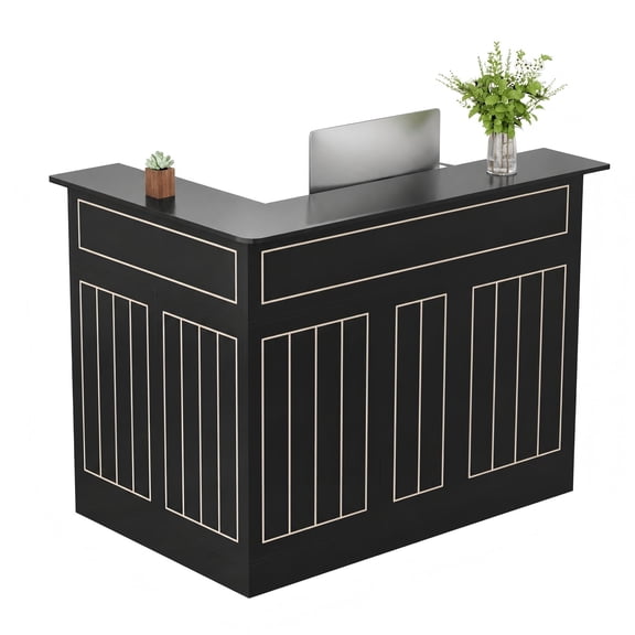 WARAYZ Bar Cabinet L-Shaped Fluted Panel Design with Power Outlets Removable Stemware Racks Storage Drawer Multi-Layer Shelves Black 1-Pack