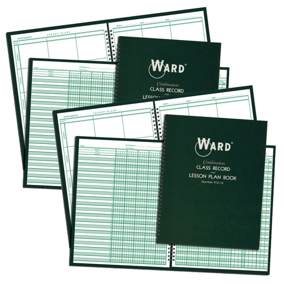 WARD Combination 9-10 Week Class Record + 6 Period Lesson Plan Book, Pack of 2