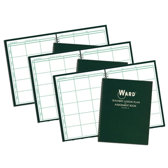 WARD Teacher Lesson Plan/Assignment Book, 6 Period, 44 Weeks, Pack of 3