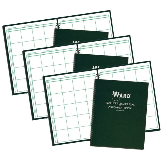 WARD Teacher Lesson Plan/Assignment Book, 8 Period, 44 Weeks, Pack of 3