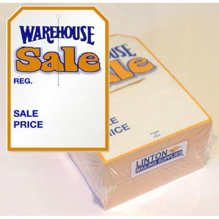WAREHOUSE Sale Large Merchandise Tag w 3.25 Slit, 5 x 7 Cardstock 12  Pt., Blue and Orange on White, 2 Clip Corners - Pack of 250 Tags 